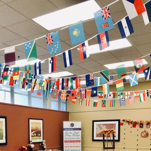Image of 100 Countries String Flag International Bunting Banners World Flag Banner for Olympic Bar Sports Clubs School Decorations