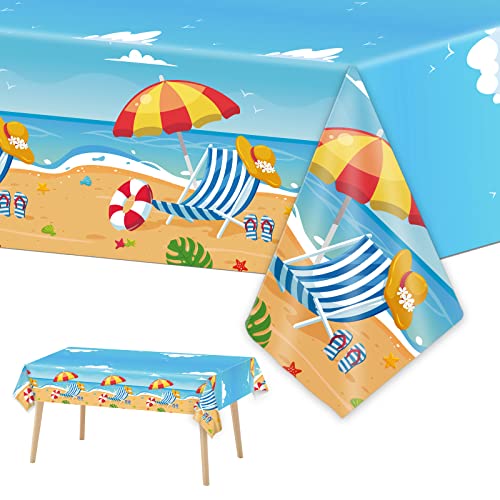 3 Pieces Summer Beach Tablecloths For Hawaiian Decorations Plastic Disposable Pool Surfboard Party Table Covers For Rectangle Tables Birthday Baby Shower Party Supplies Favors, 54 X 108 Inches #TOP3