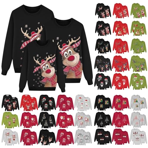 Conjunto de suéter navideño para la familia, para mujer, hombre y niños, divertido suéter navideño, suéter feo de Navidad, suéter unisex, suéter navideño de cuello redondo, feo suéter, disfraz