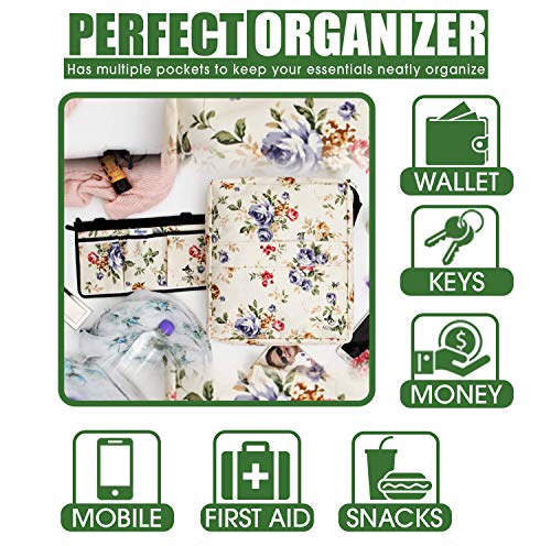Two Bags Wheelchair Accessories by Astrata - Backpack Storage and Armrest Side Organizer - Lightweight Wheelchair Rollator Walker Bag - Organizers and Storage Travel Items (Floral) - Thumbnail 5