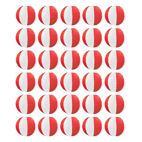 Lanito 紙提灯 お盆 紙ちょうちん カラフル 提灯 お盆飾り 燈籠 30個セット 色切り替わり イベント お祭り 居酒屋/誕生日/結婚式/出店/DIY絵画/装飾用 (紅と白, 25cm)