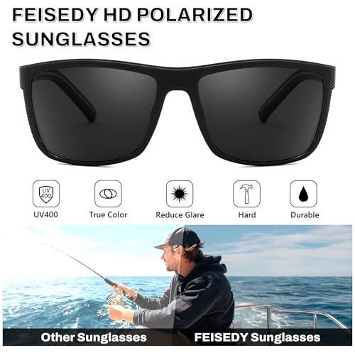 Image of FEISEDY Polarized Sunglasses for Men and Women Lightweight Frame Sun Glasses with UV400 Protection for Driving Fishing B0301