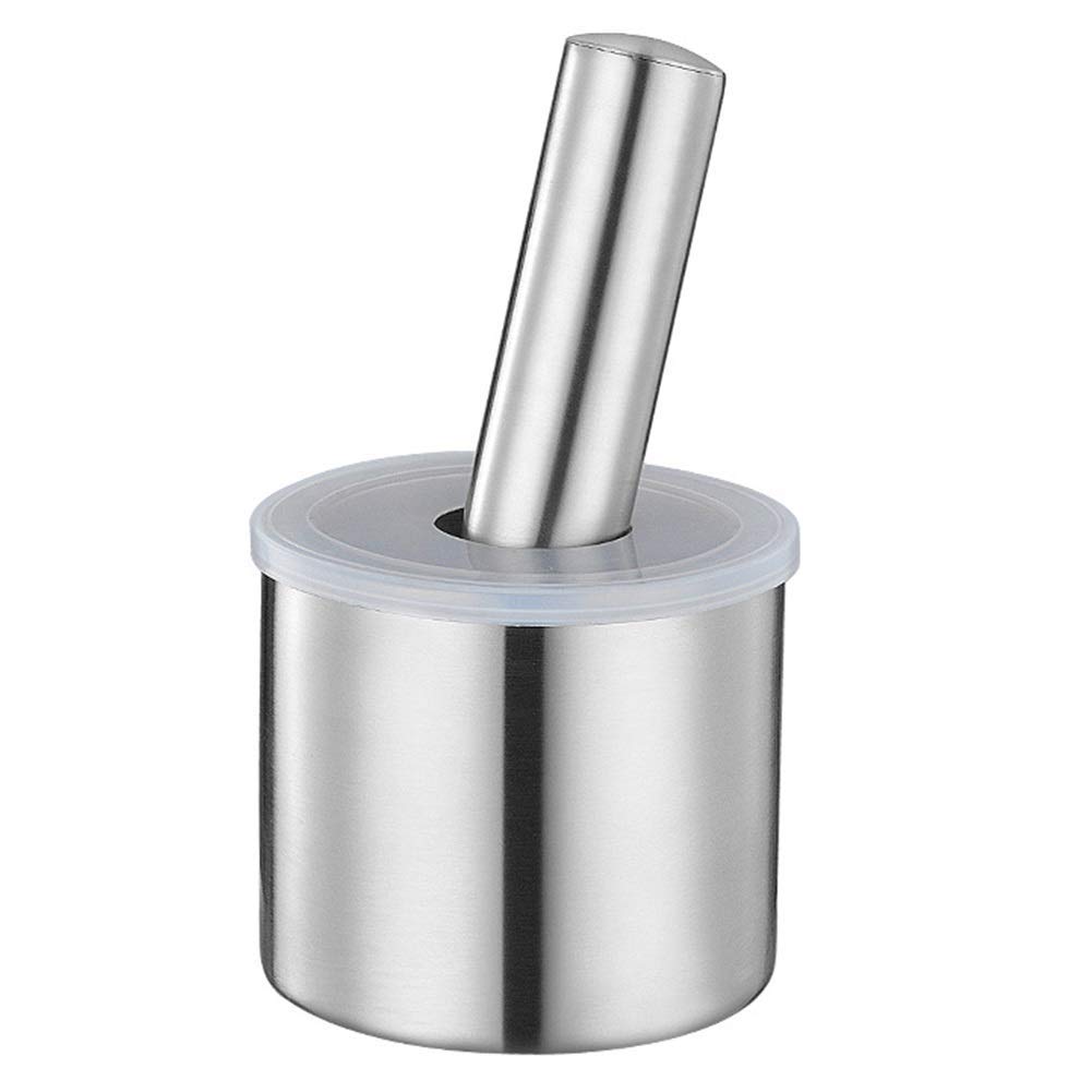 Molinillo de Hierbas for Farmacia, Molinillo de Especias, mortero triturador de ajo, contenedor, Pastilla Manual de Acero Inoxidable, Cocina con Cubierta