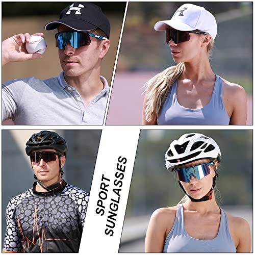 Haayot Polarized Cycling Glasses For Men Women,Sports Sunglasses With 3 Lenses,Baseball Fishing Running Sunglasses Transparent Gray Red #TOP1
