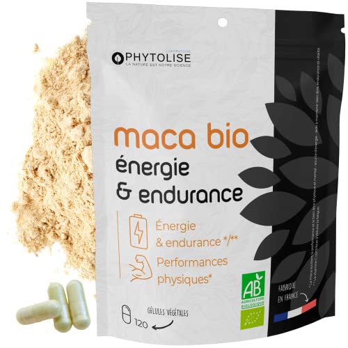 MACA BIO • Energie & endurance | 120 gelules | Puissance | Homme & femme | Stimulant | Vigueur | Sans ginseng | Vitamine C | 1000 mg | Complément alimentaire - Fabriqué en France Cover
