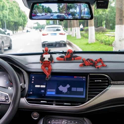 Image of 3pcs Superhero Toys, Action Figures, Deadpool, Car Desk Table Accessories, Deadpool Cake Decorations, Birthday Party Supplies, Cake Toppers, Collectibles