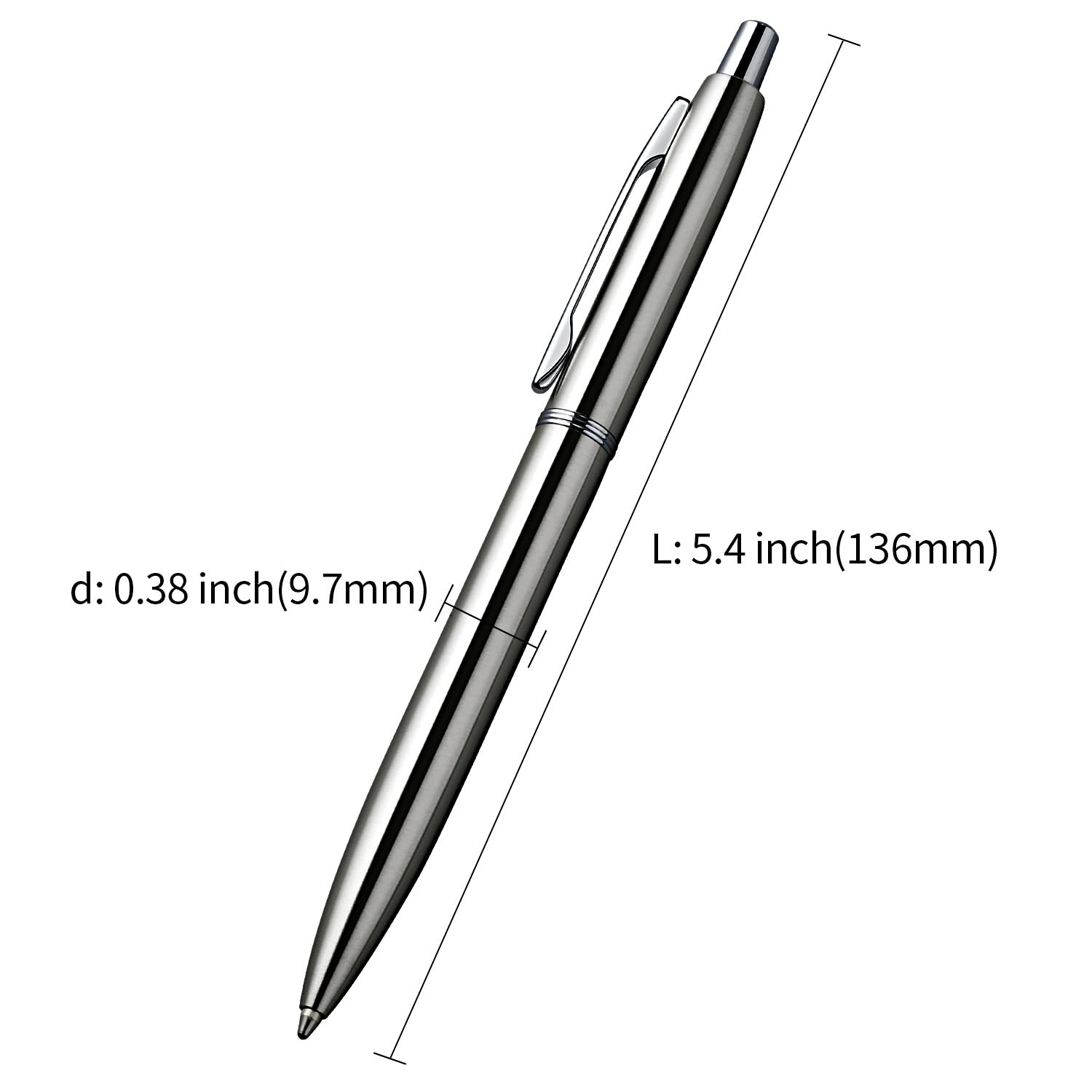 ChaoQ 6 szt. chowanych metalowych długopisów, na prezent, biznes, biuro, średni atrament 1,0 mm, 12 dodatków wymiennych metalowych wkładów - stal nierdzewna