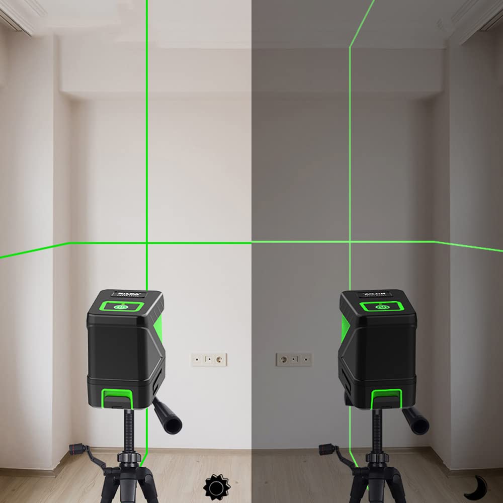 Nivel Láser Geevorks Niveau Laser Vert Autonivelante 15m Nivel Láser Manual/Automático IP54 Palanca Láser Regulable para Interior/Exterior