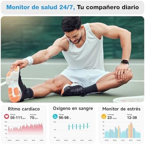 VRPEFIT Smart Watch for Women Men, Whatsapp Notifications, 1.83″ HD Touchscreen with Bluetooth Calling, Heart Rate, Blood Oxygen, Sleep Monitor, 100+ Sports Modes, IP68 Waterproof for Android iOS 5