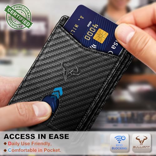 Image of BULLIANT Men Slim Leather Pocket Wallet Bill Holder 11Cards-Genuine Leather | RFID Blocking | Easy Access | Gift Boxed