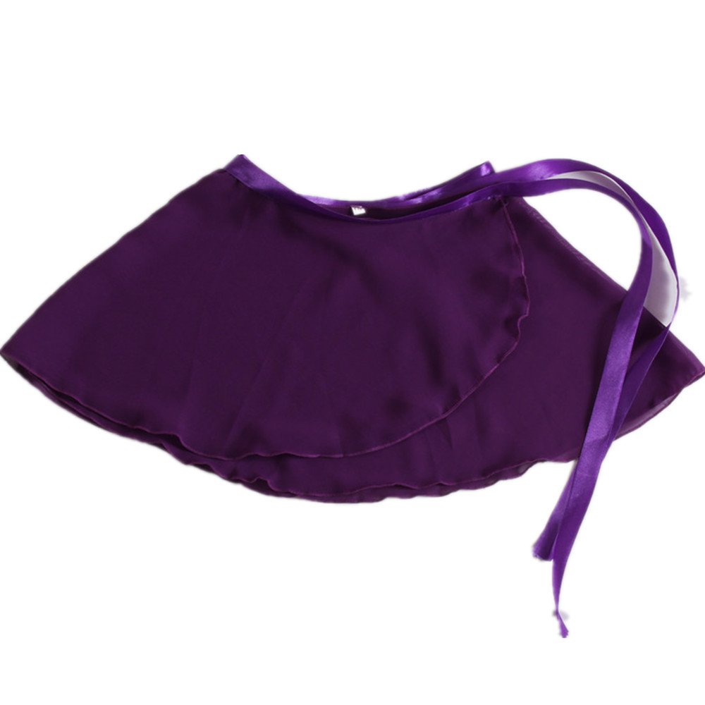 Girls Ballerina Sheer Wrap Ballet Tutu Dress Child Dance Skate Over Scarf Dancewear with Tie Waist Chiffon Dance Skirts