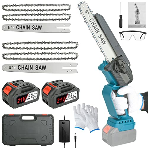 SHAVINGFUN Motosierra Bateria,Mini Motosierra Bateria 6 pulgadas,Motosierra Pequeña,Motosierra Eléctrica Brushless con 2 Baterías,2 Cadenas Inalámbrica para Ramas,Rboles,Patio,Jardín sierra portatil Cover