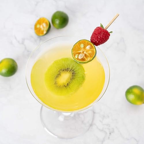 Miniatura 36 de Púas de cóctel de 3.5 pulgadas, 100 pinchos desechables para aperitivos, parte superior cilíndrica, palillos de dientes decorativos de bambú