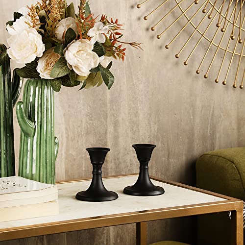 Rely+ Black Candle Holder Set of 2 - Decorative Taper Candles for Candlesticks - Candle Stick Candle Holder -Candlestick Holders for Taper Candles - Modern Candle Holders for Dinner, Party - Thumbnail 2