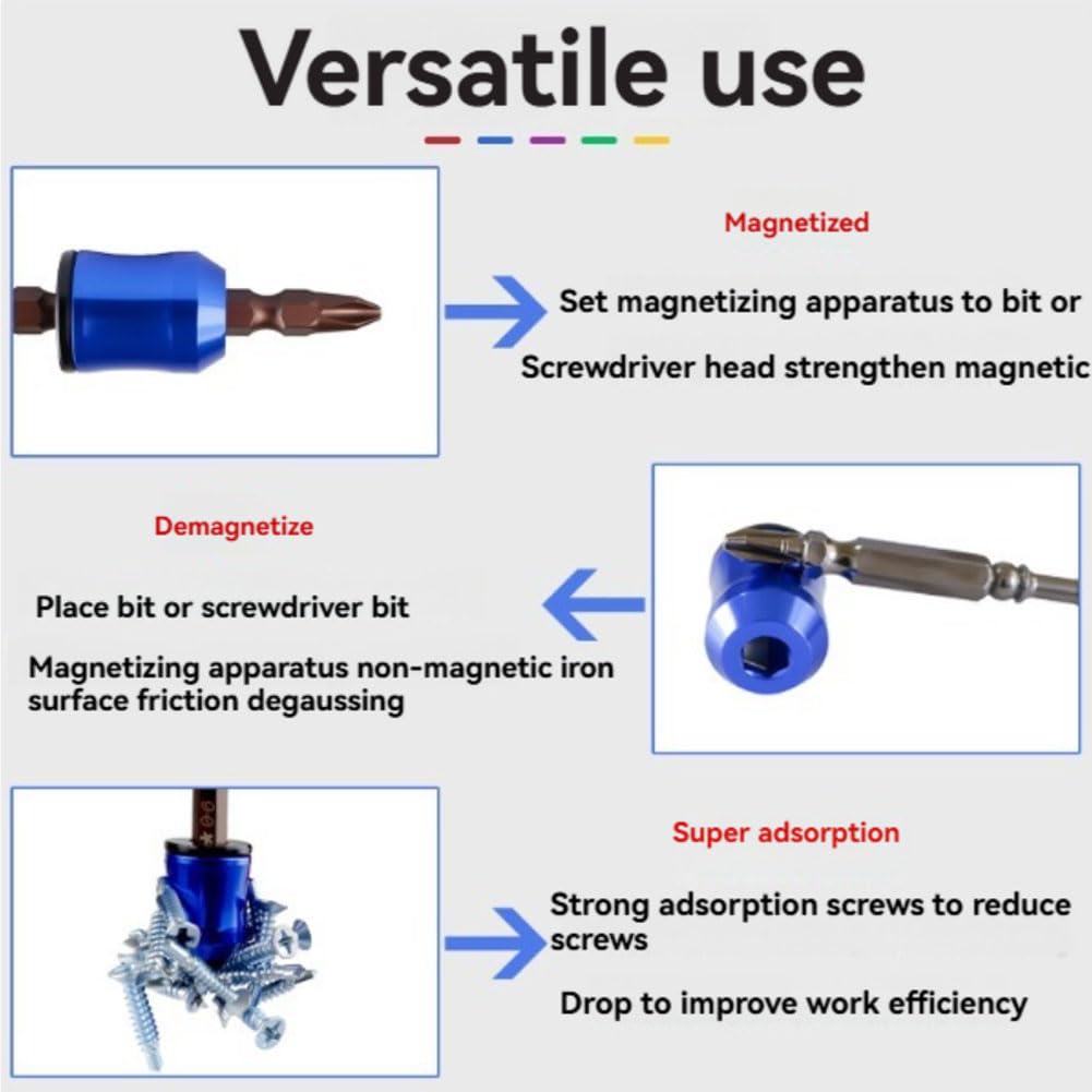 3/5 pcsMagnetizer & Demagnetizer Tool Set, 1/4" Hex Screwdriver Head Magnetizer Demagnetizer Tool, Premium Alloy Drill Accessories for Fastening & dIY Repair (5-A)