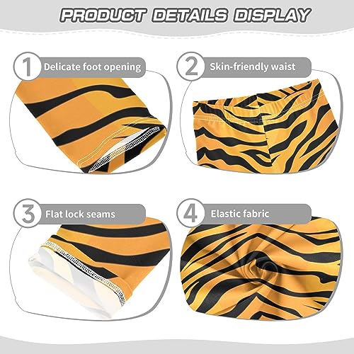 Girls' Leggings Children's Yoga Pants Skinny Printed Dance Orange Black Tiger Stripe Comfortable 4T2