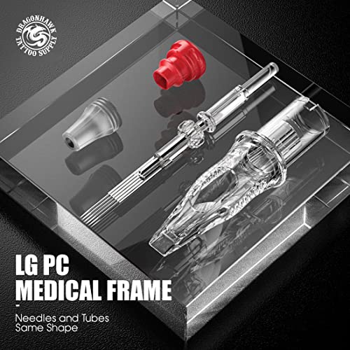 Image of Dragonhawk Classic C1 1007RM Tattoo Needle Cartridges | 20 Clear Round Magnums, Individually Sealed, Smooth Shading and Controlled Blending for Beginners and Artists
