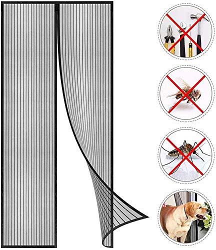 Preisvergleich Produktbild SODKK Magnet Fliegengitter Tür 80x205cm, Automatisches Schließen Insektenschutz für, Magnet Fliegenvorhang, Fliegengitter Magnetvorhang für Türen, Passt Türgröße bis zu Schwarz
