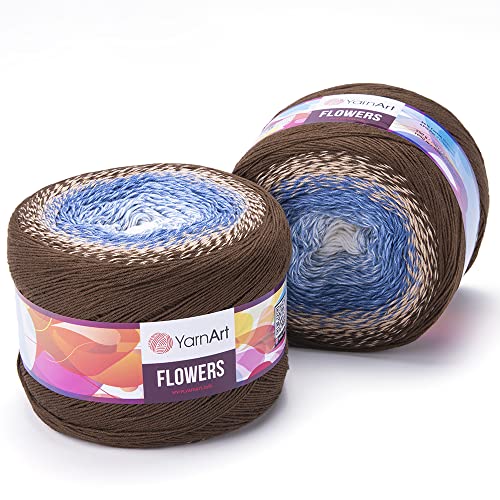 Image of YarnArt Cotton Acrylic Blend - 55 /45 Cotton Acrylic - 250g, 1094yds Multicolor - Fine, Sport Yarn - Rainbow Crochet - Skein