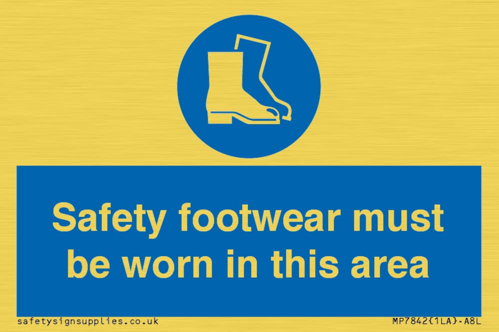 Safety footwear must be worn in this area Sign - 75x50mm - A8L