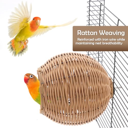 Image of VTurboWay Rattan Bird Nest Chew Resistant Nest House Parrot Egg Laying and Breeding Nest for Bird Parrot Cockatiel Budgie Parakeet Finch Canary