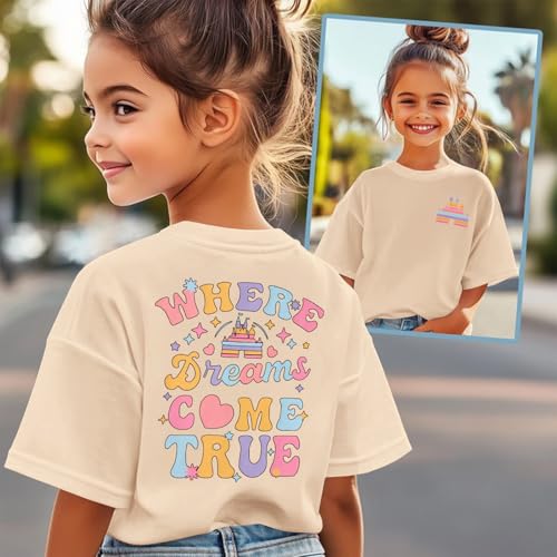 Image of CM C&M WODRO Magic Kingdom Shirt for Kid Castle Graphic T-Shirt Girls Holiday Fairy Tale Tee Summer Casual Short Sleeve Tops