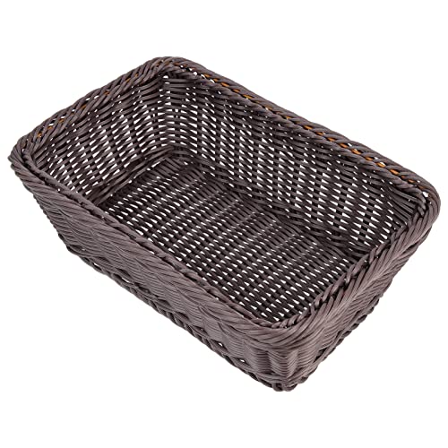 Hemoton Woven Bread Basket Imitation Rattan Design Multi-functional Tabletop Snacks Basket for Home Kitchen Decor Lightweight Odor Storage