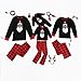 Unisex Blouse Pants Set,Kids Merry Christmas Cartoon Pajamas,Plaid Pants Family Matching Sleepwear Set Black