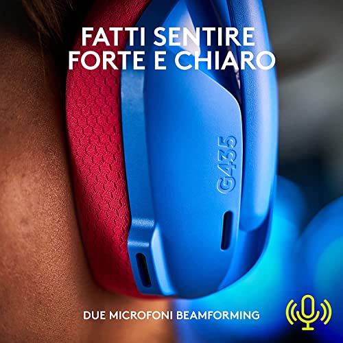 G435 LIGHTSPEED Cuffie Gaming Wireless Bluetooth - Cuffie Over Ear Leggere, Microfoni Integrati, Batteria da 18 Ore, Compatibile con Dolby Atmos, PC, PS4, PS5, Smartphone - Blu - Cuffia gaming - Immagine 5