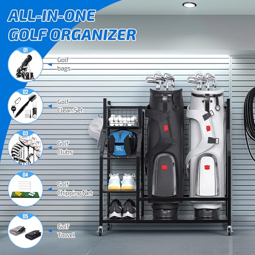 PLKOW-Golf-Bag-Storage-Garage-Organizer-Extra-Large-Size-Golf-Bag-Storage-Stand-and-Golf-Equipment-Rack-for-GarageShed-Basement