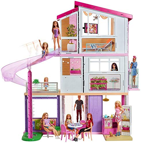 Image of Barbie Dream House Doll house with Pool, Slide & Elevator