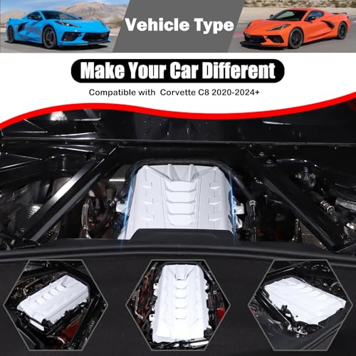 Image of for Corvette C8 Engine Cover Trim Compatible with Corvette C8 2020-2025 Stingray E-Ray Z51 Engine Bay Protection Panel Cover Trim Exterior Accessories ABS (White)