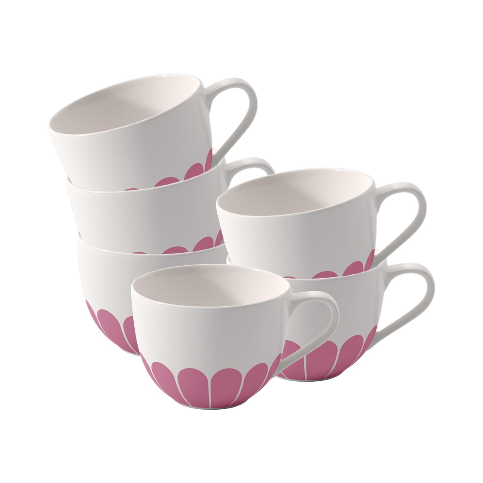 Villeroy & Boch - Fleur Cassis Kaffeetassen 6er Set, 160 ml, Tasse für Kaffee oder Tee, Becher Blumenmuster, Capuccino Tasse, Teetasse, Premium Porzellan, Spülmaschinenfest & Mikrowellensicher, Pink