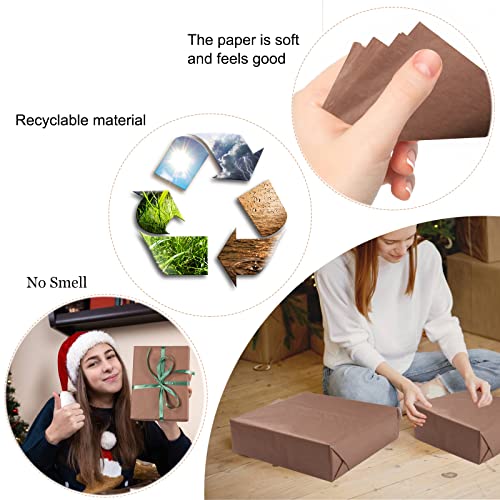 Image of 100 Sheets Brown Tissue Paper Artdly 14 x 20 Inches Brown Wrapping Paper Bulk for Weddings Birthday DIY Project Christmas