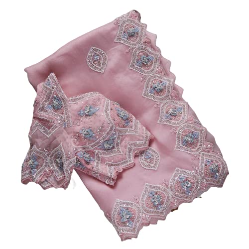 RANGOLI ART Womens And Girls Saree Organza Silk Fabric With Embroidery Sequence Work With Banglory Silk Heavy Work Blouse piech