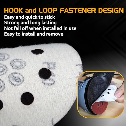 80pcs 125mm Sanding Discs, Hook and Loop 10 x 40/60/80/120/180/240/320/400 Mixed Grit, 8 Hole 5 Inch Round Sanding Discs Pads for Random Orbital Sander by Taspire
