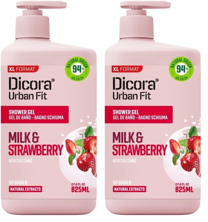 DICORA UF NOURISHING SHOWER GEL VIT B STRAWBERRY&MILK 825ML (Paquete de 2)