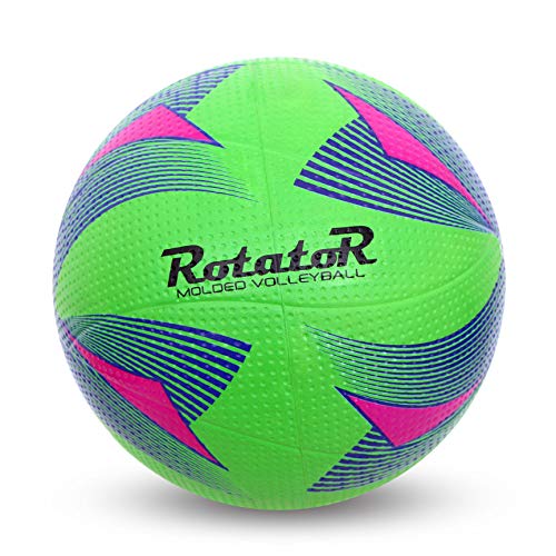 Image of Nivia Storm Football, Size 5 (Yellow) Rotator Moulded Rubber Volleyball, Adult Size 4 (Green) Combo