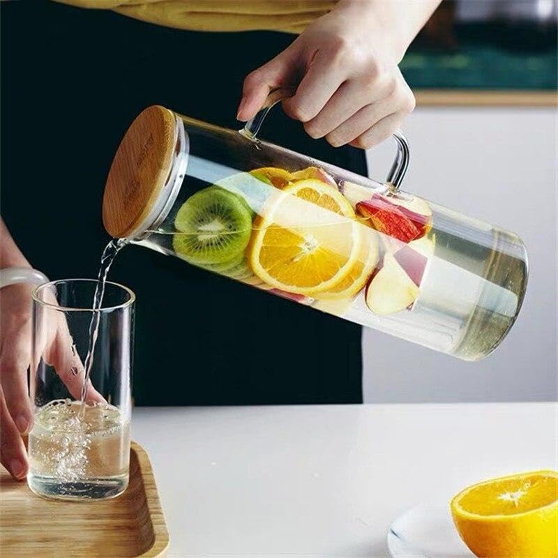 Image of Wringo Premium 7pc Crystal Water Jug with Glass Set and Jug Set Combo,Freezer Safe and Dishwasher Safe (6 Pieces Glasses 200ML and 1 Water Juice Jug 1 Liter), Transparent, Glass and Jug Set (WS-13)