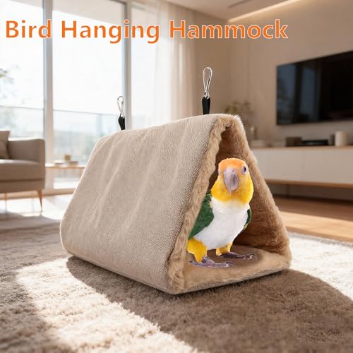 Image of Litewoo Bird Nest Bed for Parrot Warm Winter Hanging Hammock Hut, M, Beige