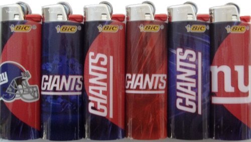 6pc Set BIC New York Giants NFL Lighters