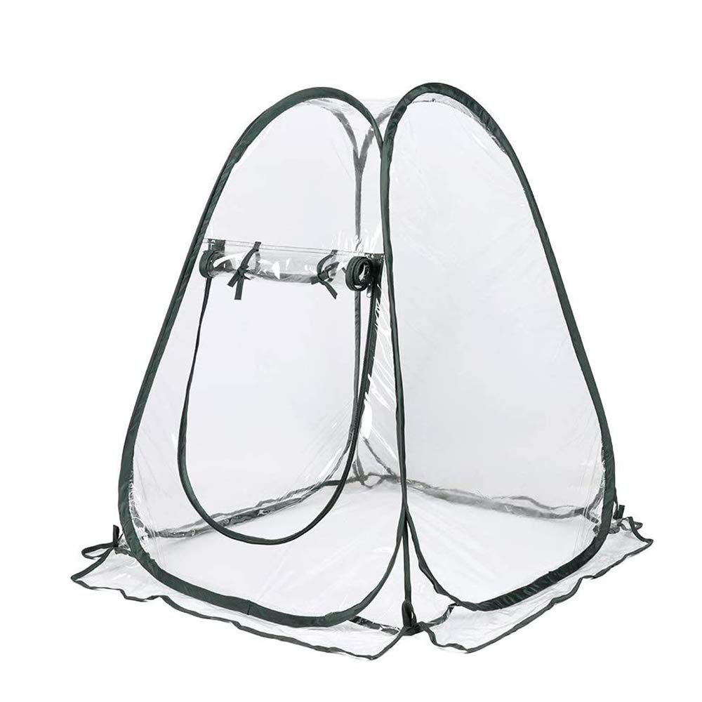 HXHON Mini Pop Up Greenhouse, Portable Flower Tent Shelter PVC Plant Greenhouse Cover Transparent Pop Up Tent Clear Cover Protected Plant Grow House 70 x 70 x 80cm