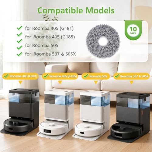 Image of 10 Pack Mop Pads Compatible With iRobot Roomba 505X, Plus 405 /505 Combo