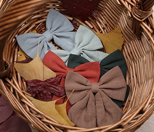 Baby Girl Hair Clips With 4.2 Inches Linen Bows,Handmade Hair Bows For Girls With Fully Lined Alligator Clips,10 Pcs Hair Accessories For Toddlers School Age And Teens! #TOP4