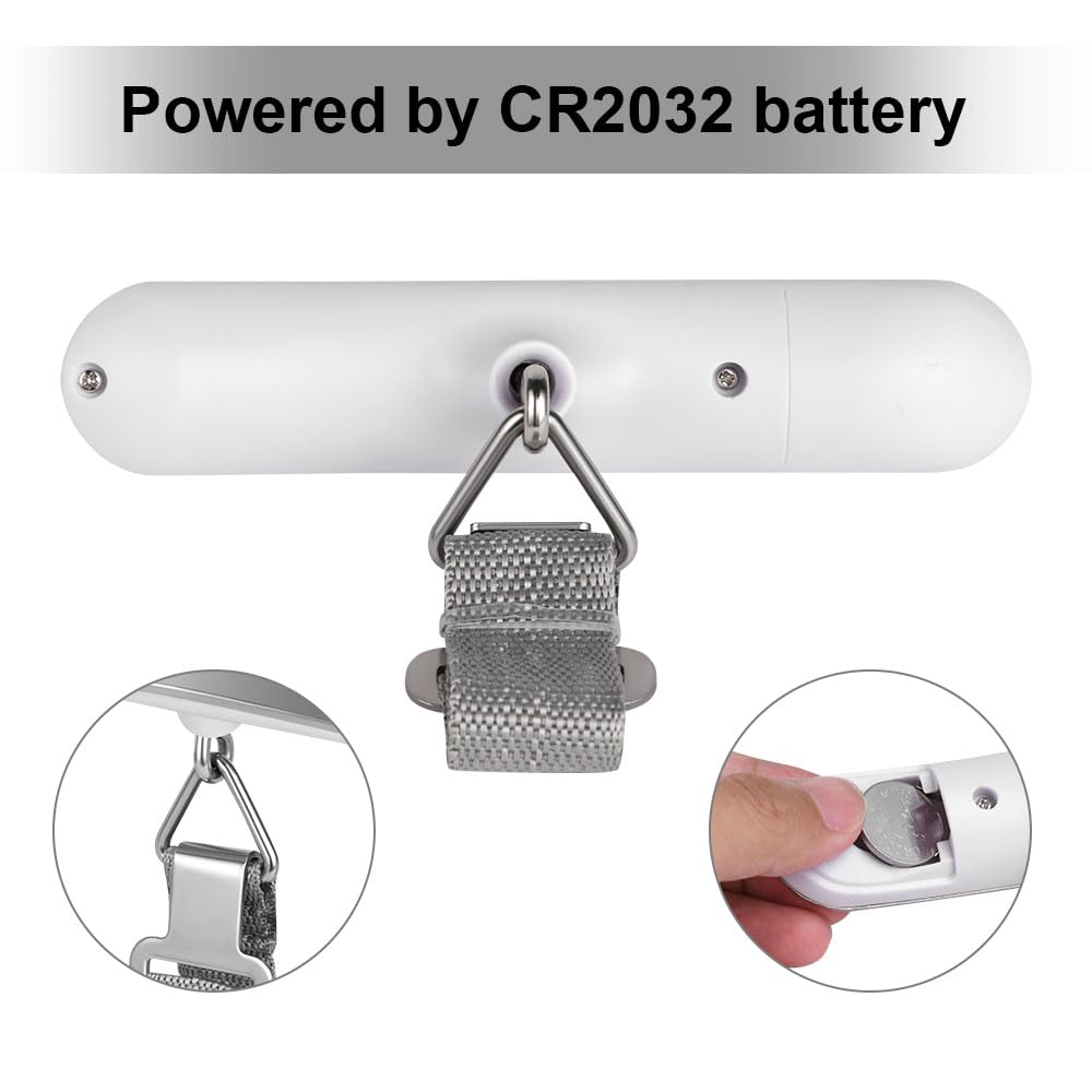 flintronic Cyfrowa waga bagażowa, przenośna waga wisząca, wyświetlacz LCD, z haczykami, 50 kg, z funkcją tarowania i podświetleniem, do podróży, kuchni