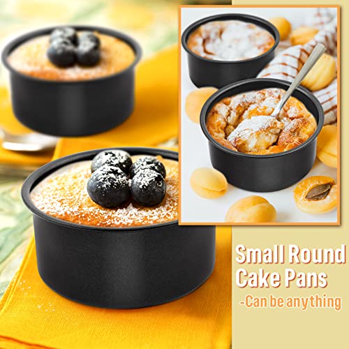 E-Far 4 Inch Cake Pan Set Of 3, Nonstick Stainless Steel Mini Round Cake Pans Tin, Small Size For Baking Smash Cakes/Cheesecake, Stainless Steel Core & Non-Toxic Coating, Straight Side & 2 Inch Deep #TOP5