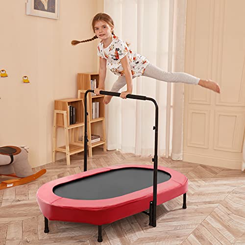 Aceshin Kids Trampoline Mini Rebounder With Adjustable Handle Foldable Trampoline For 2 Kids Toddler Indoor Outdoor Play Fitness Exercise Workout Max Load 220 Lbs #TOP5