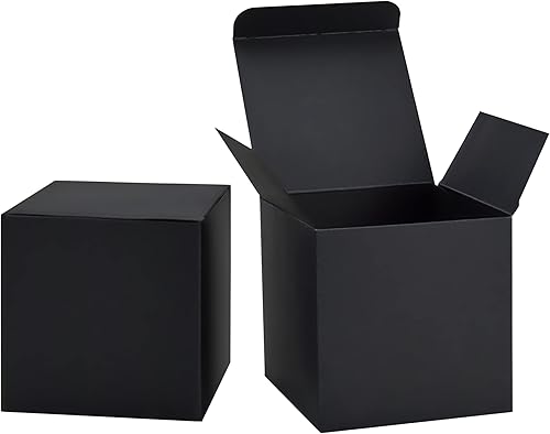 HUAPRINT Caja de regalo negra, cajas de regalo con tapas de 6 x 6 x 6 pulgadas, 24 cajas de regalo de papel a granel, cajas de regalo para regalos,