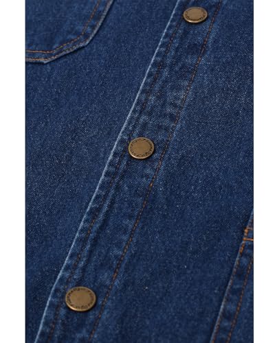 Image of ZENTHACE Men's Flannel Lined Denim Chore Coat, Snap Button Workwear | 11.2 oz 100% Prewashed Denim Cotton, Fully Flannel Lining, Corduroy Collar, 6-Pockets Oversized Utility Outdoor Barn Coat