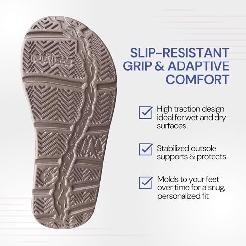 Image of NUUSOL Unisex Cascade Flip Flops; Non-Slip Hiking /Plantar Fasciitis Footwear; Soft Cushion, Lightweight & Comfortable; Arch Support & Textured Footbed, Pain Relief for Joint, Neck & Back Injuries